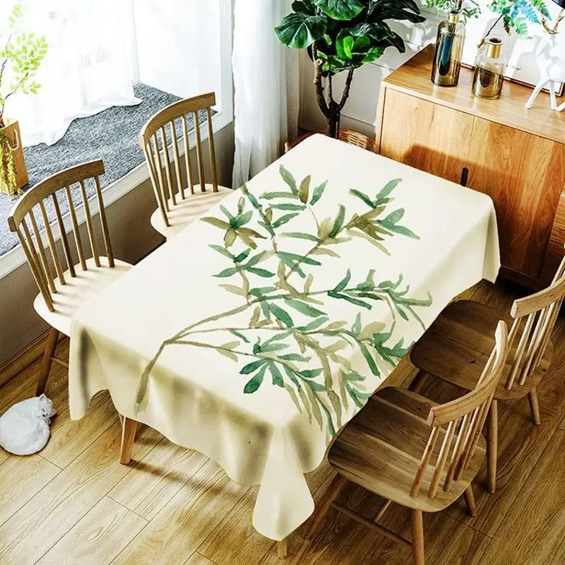 Fresh Green Plant Tablecloth Waterproof Decorative Washable Tapetes Table Cover Protector Party Banquet Dining | Дом и сад