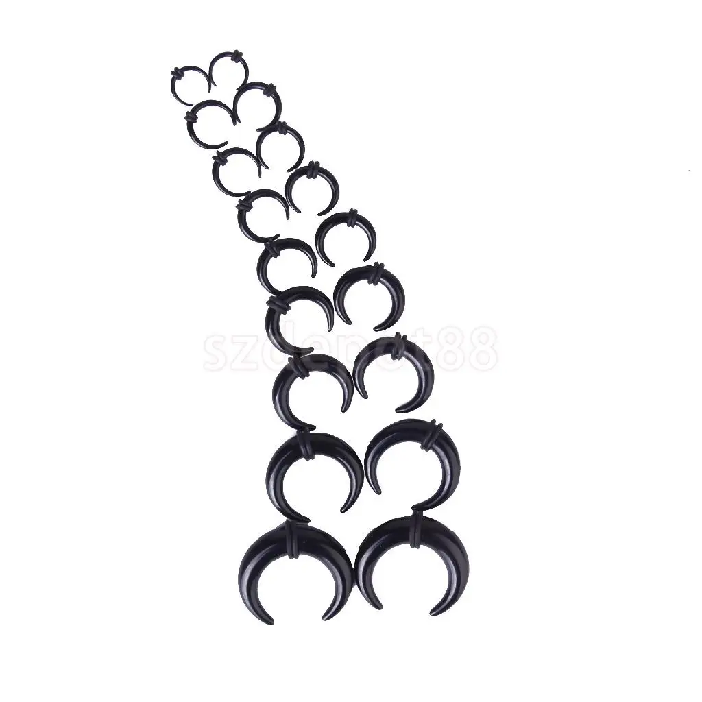 9 Pairs Black Acrylic Spiral Buffalo Horn Taper Tunnel Ear Stretcher Expander Plugs Ear Stretching Kits Body Piercing Jewelry Se
