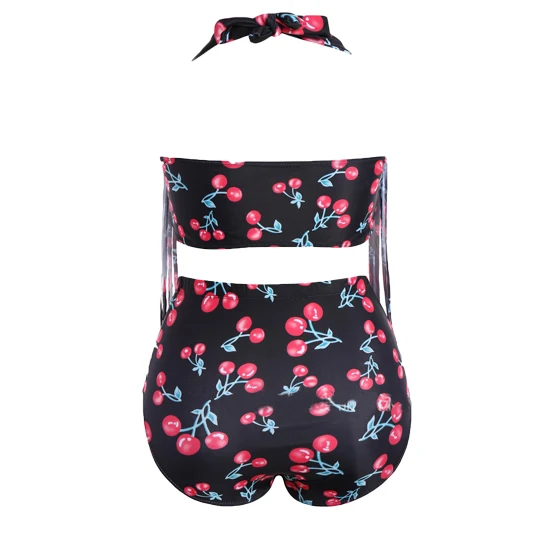

New 2019 Design Fashion Sexy Women Summer Tassels Increase sizes Cherries printed Split Swimsuit Attractive Beach Party Bikini