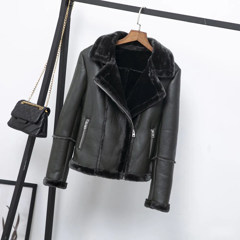 Зимняя женская куртка из искусственной овчины теплая Толстая овечьей кожи