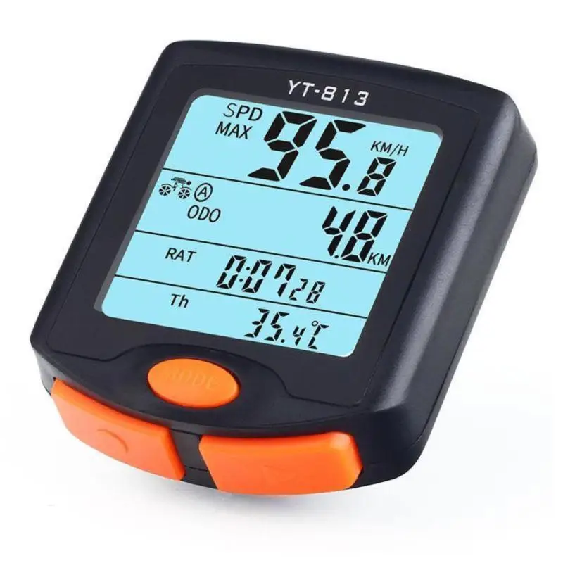 Bicycle Computer Wireless Bike Speedometer Digital Odometer Stopwatch Thermometer LCD Backlight Rainproof Black | Спорт и