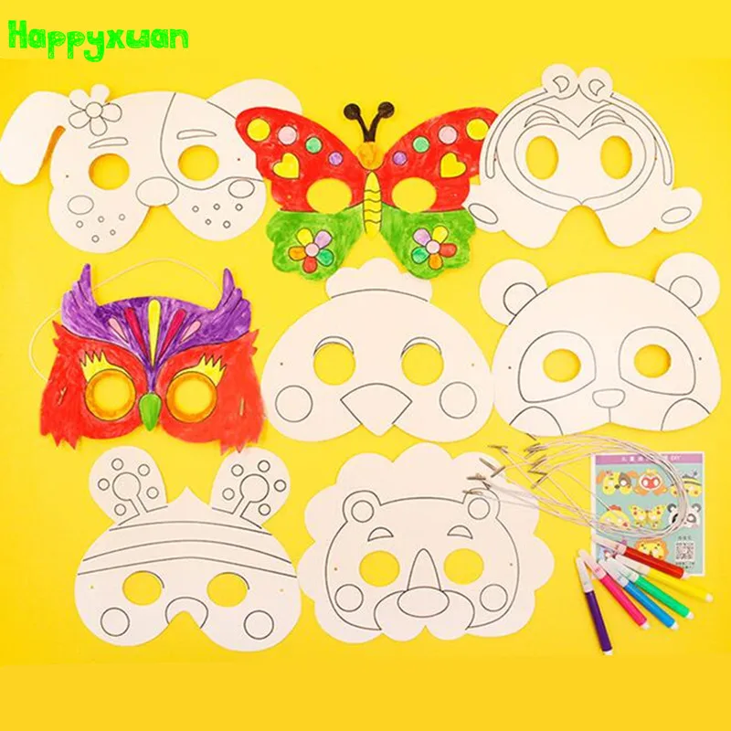 Happyxuan 2 упаковки (16 конструкций) Детские DIY граффити маски для раскрашивания