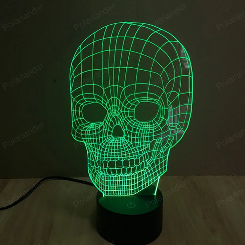 Сенсорный светодиодный светильник новый в виде красочного черепа 3d 7 видов