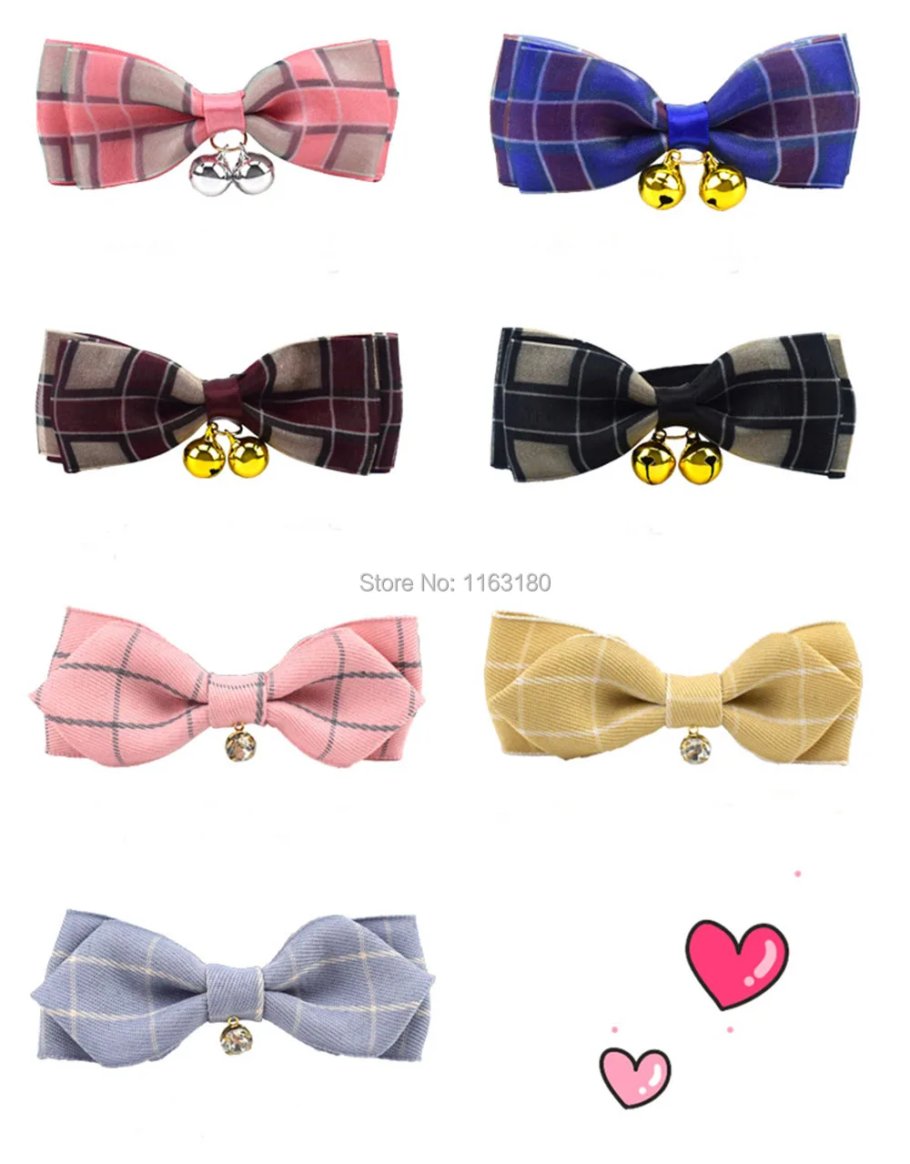 72pcs/lot Dog Collar Pet Collars With Bowknot Bells Charm Necklace For Dogs Cat Supplies | Дом и сад