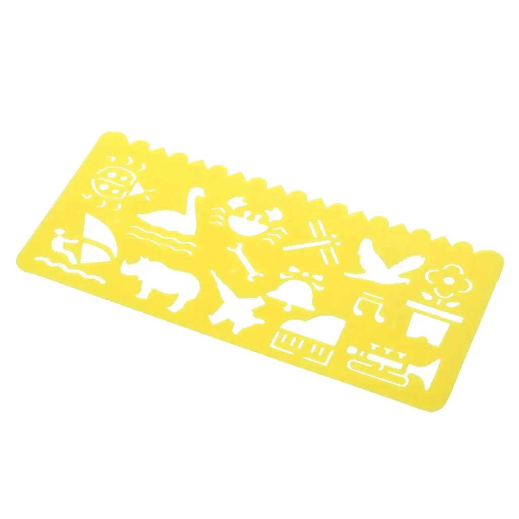 PPYY NEW -4pcs Student Child Plastic Templates Drawing Ruler Pink Blue Yellow Green | Канцтовары для офиса и дома