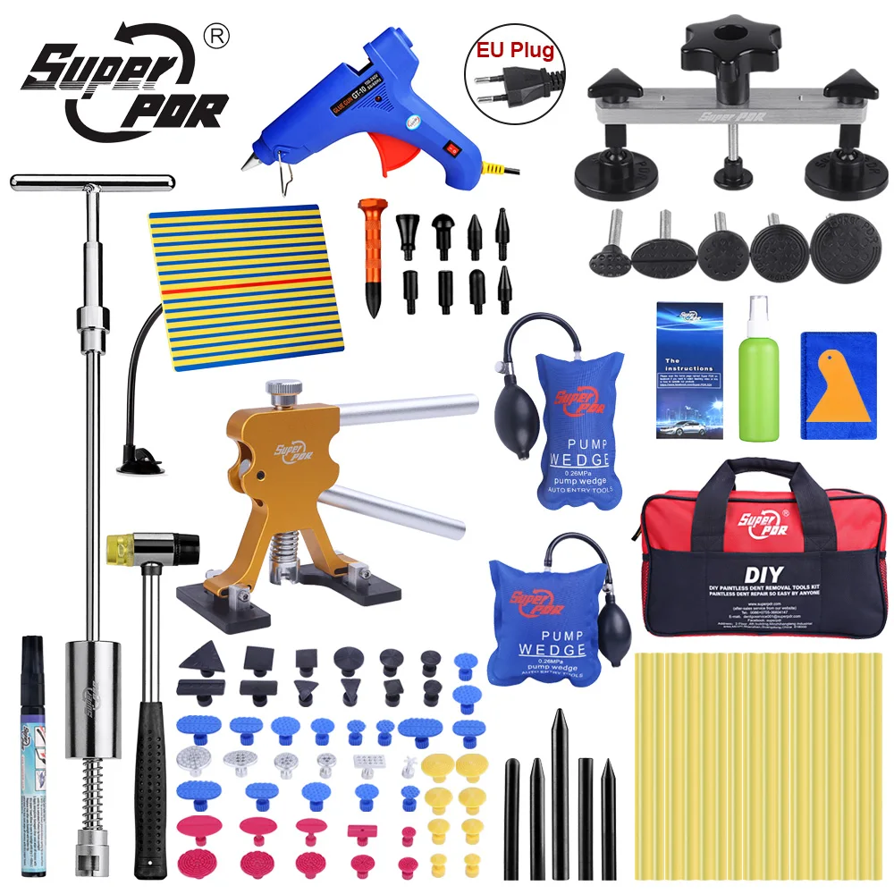 Super PDR Tools Dent Removal Kit For Car Puller Suction Cup Glue Sticks Hot Melt Gun Line Board Pump Wedge Air Bag | Инструменты
