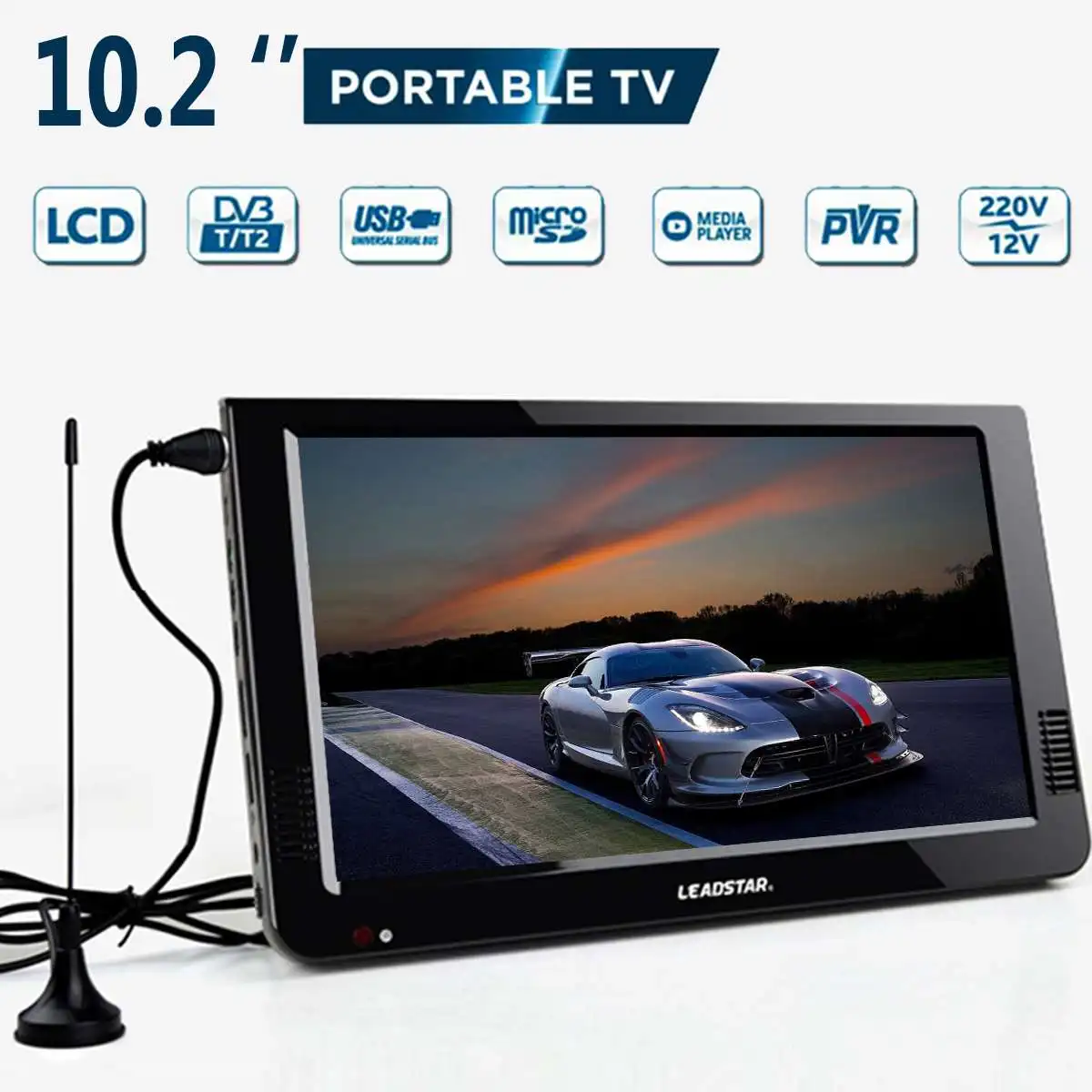 10 2 дюймовый 1080P PVR 12V Портативный DVB T/DVB T2 TFT LED HD TV телевизор цифровой аналоговый