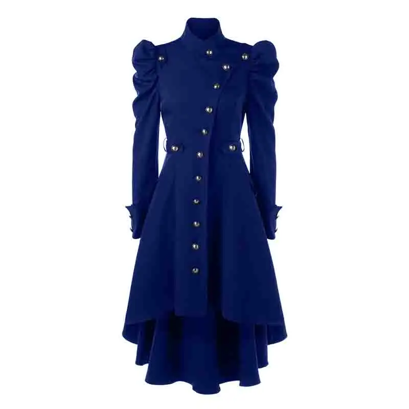 Фото Готическое пальто для женщин Стимпанк Викторианский стиль Ласточка Кнопка хвост