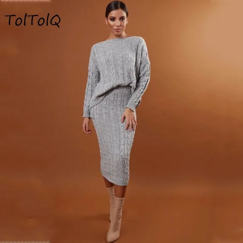 Свитер комплект Bodycon трикотажные Для женщин короткий свитер костюм из двух