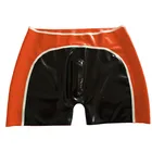 Нижнее белье из латекса, мужские трусы-боксеры оранжевого, белого и черного цвета, красивые шорты на молнии, каучук 0,4 мм