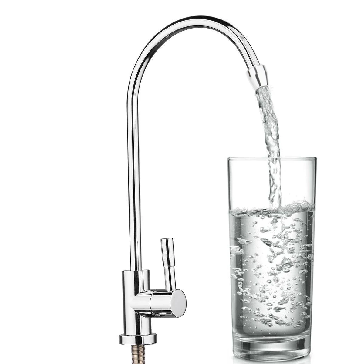 

2023 1/4" 304 Stainless Steel Drinking Water Faucet 360 Degree Chrome Osmosis Drinking RO Water Filter Faucet Finish