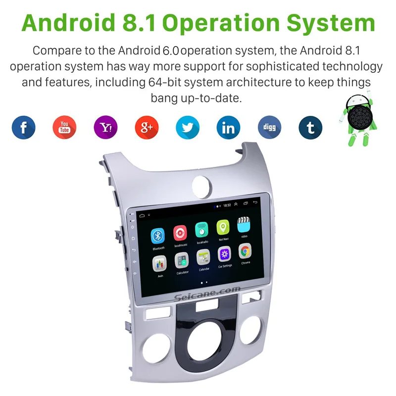 Seicane Android 8 1 9 &quot2 Din Стерео GPS навигация Quad 4 ядра Wifi автомобильное радио для 2008 2009 2010