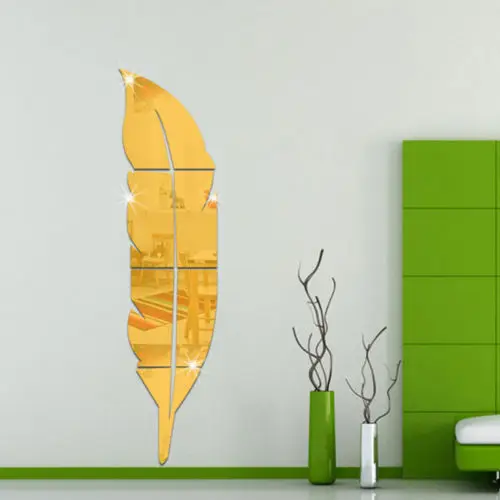 Декоративные зеркала, 1 х Горячая Распродажа, 3D зеркало с перьями, стикер на стену, наклейка для комнаты, Фреска, искусство, сделай сам, украшение для дома, Декор для дома