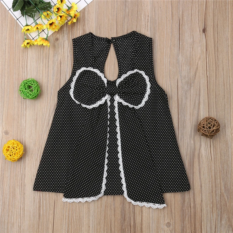 Топ без рукавов для маленьких девочек футболка в горошек одежда принцессы