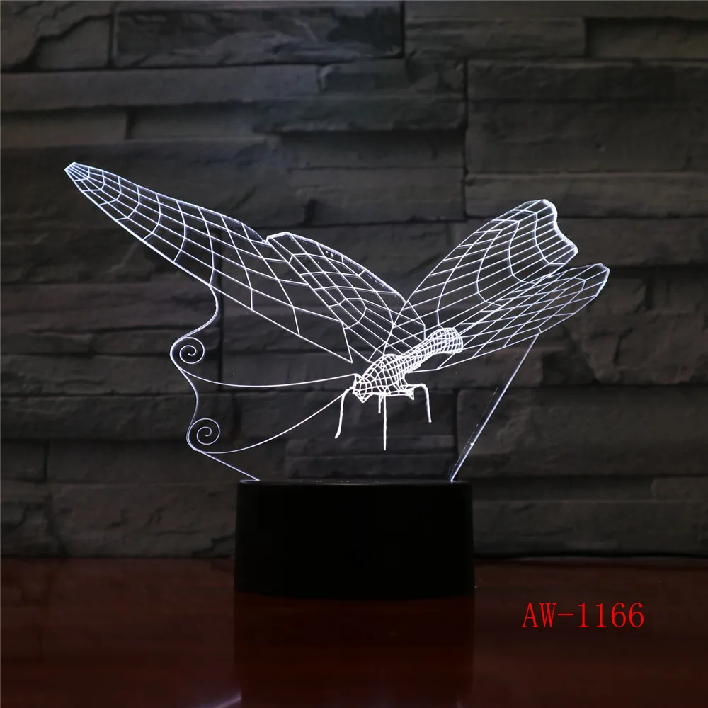 Бабочка LED 3D свет ночник настольная лампа 7 цветов Изменение фонарик USB RGB