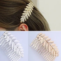 vintage leaves shape silvery hair comb for women girls bride hair ornaments jewelry headwear wedding hair accessories barrettes