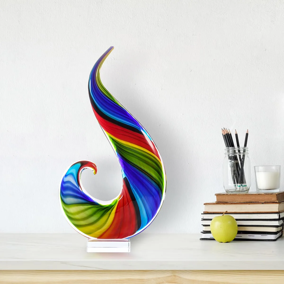 

Rainbow Glass Sculpture Hand Blown Glass Art Style Rainbow Sculpture Figurine Abstract Glass Sculpture Mullticolor Home Decor
