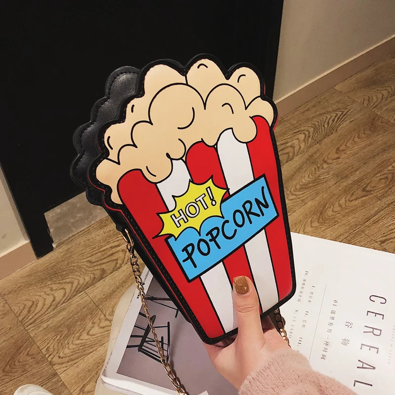 Милая Повседневная модная сумка на плечо с рисунком попкорна для девочек через