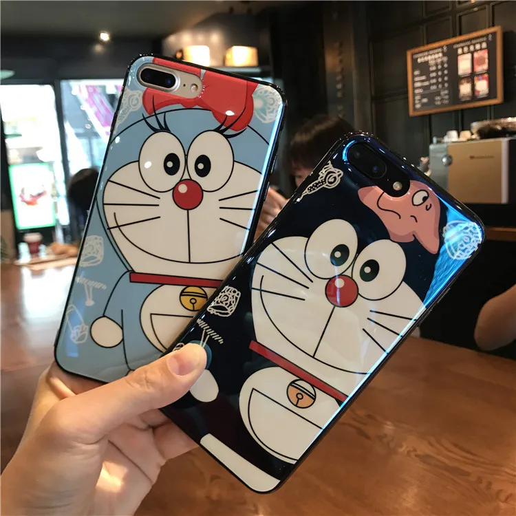 Doraemon узорчатый чехол для iPhone 6 6s 7 8 Plus Мягкий защитный X XS MAX XR TPU милые панели