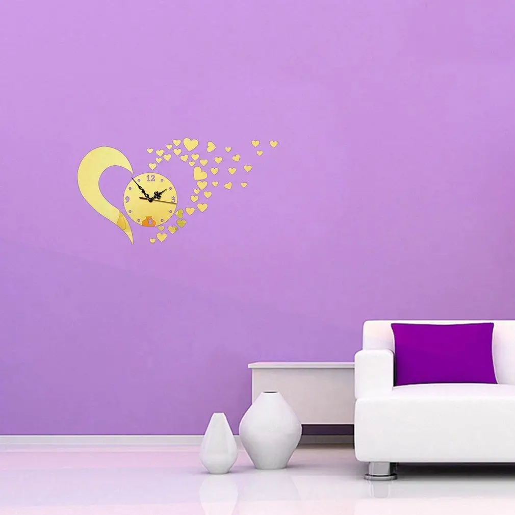 2019 New DIY Large Wall Clock with Special Pattern 3D Mirror Surface Art Sticker | Дом и сад