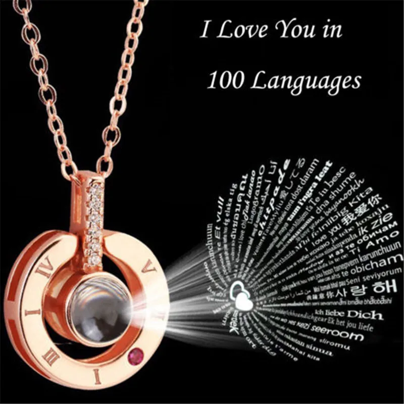 100 I Love You ожерелье розовое золото GP римские цифры кулон память о любви висячие