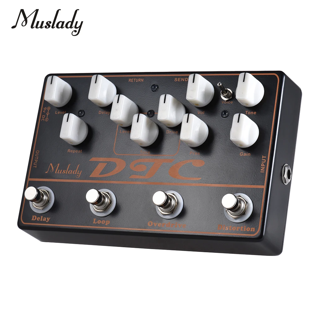 Muslady DTC 4 в 1 Электрогитары для создания спецэффектов искажения + Overdrive петли