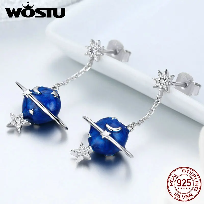 Женские серьги подвески WOSTU из стерлингового серебра 925 пробы вечерние на