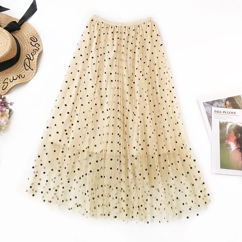 Женские Плиссированные тюлевые юбки REALEFT элегантные длинные до середины икры с