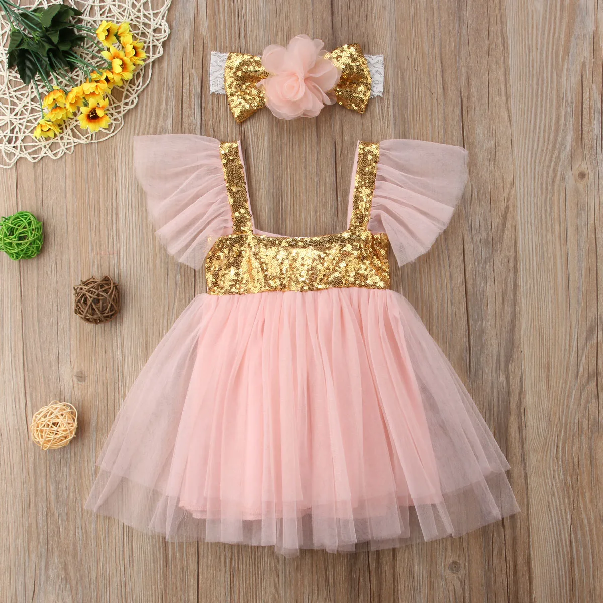 Pudcoco Baby Girls Kids Sequins Flower Dresses Birthday Princess Pageant Formal Party Gown Tutu Dress Clothes 0-3Y | Детская одежда и