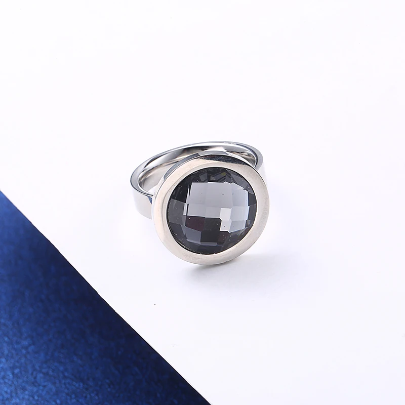 Женское серебряное кольцо из нержавеющей стали Black Friday One Big Aaa Crystal круглые