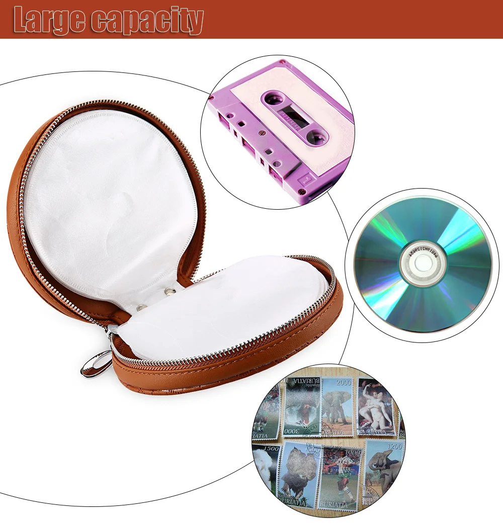 Портативный мягкий Автомобильный CD кожаный мешок мульти-функциональный большой