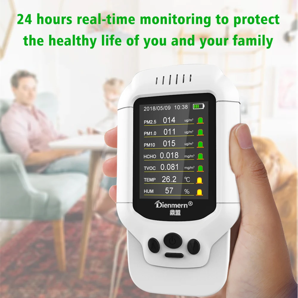 7 в 1 профессиональный монитор качества воздуха PM2.5 детектор HCHO TVOC PM1.0 PM10 тестер