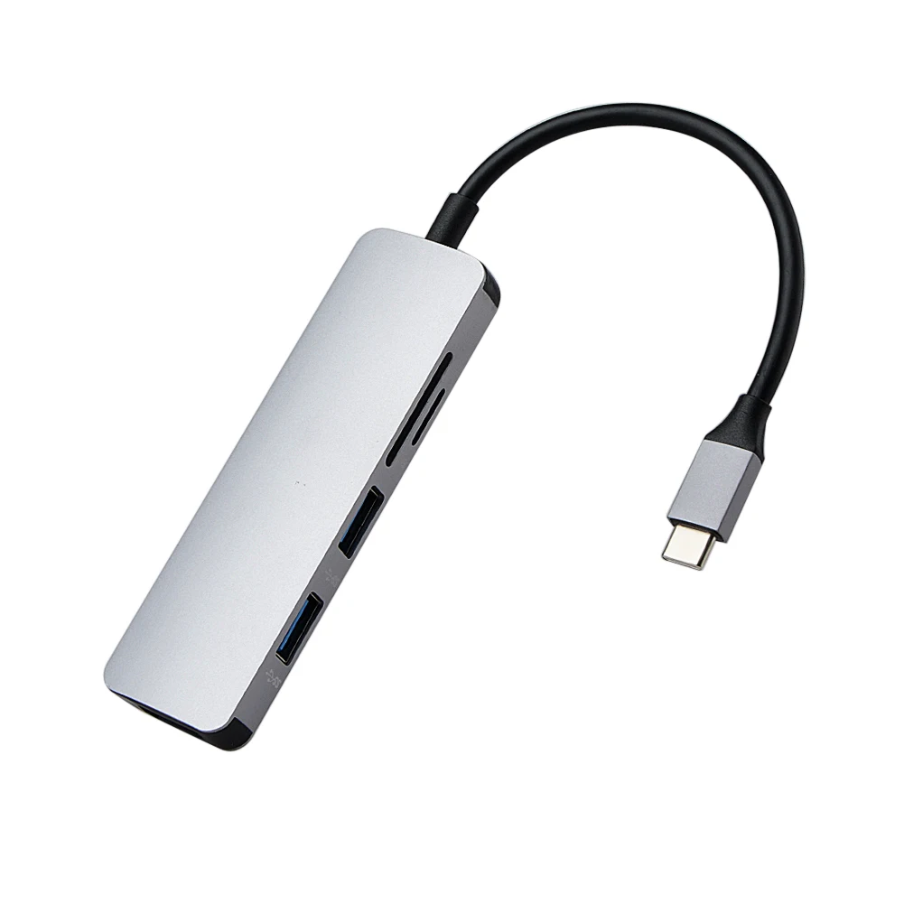 Алюминиевый 5 в 1 USB-C USB C концентратор Type-C к 4K HDMI 2 порта 3 0 SD/TF кардридер для MacBook Type