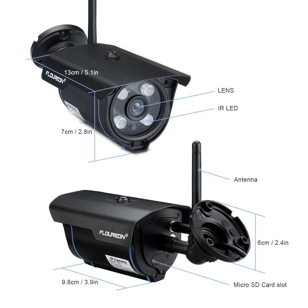 Floureon 720 P H.264 Wifi Беспроводной CCTV ip камера видеонаблюдения с поддержкой Wi Камера 1.0MP