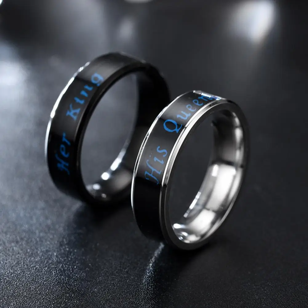 Anillos Plata 925 Para Mujer Стильный Смарт датчик температуры ее король его Королева кольцо
