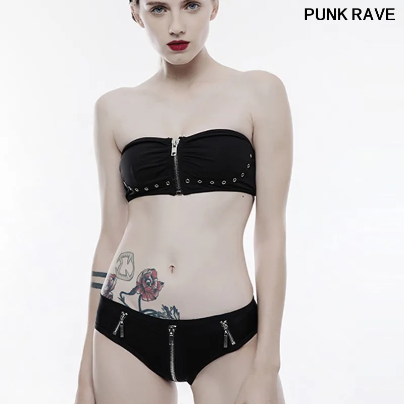 Готическое бикини без бретелек трусы на бретельках купальник классические