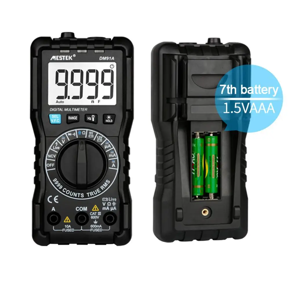 Adeeing DM91A Мини цифровой мультиметр 9999 отсчетов автоматический тестер диапазона