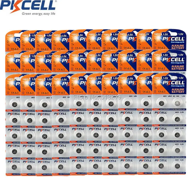 300 шт. PKCELL AG3 LR41 392 кнопочные батареи 1 5 В SR41 192 электронные для монет L736 384 Часы