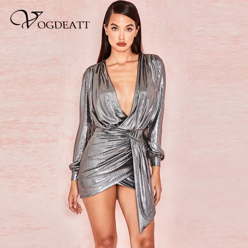 Новинка металлическое вечернее платье зимнее с длинным рукавом Vestidos сексуальное