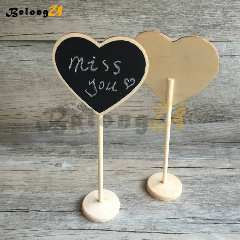 10 шт. пустая сердце грифельная доска для сообщений деревянные настольные номера