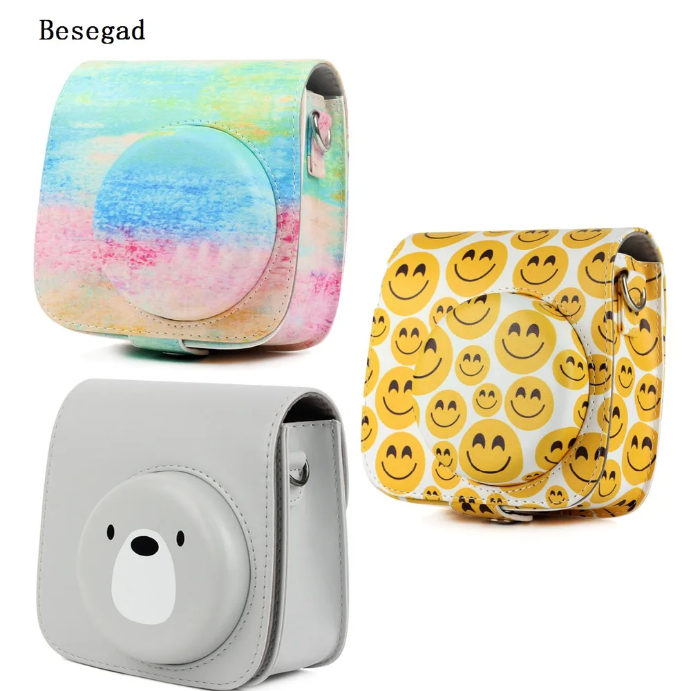 Сумка для хранения Besegad из искусственной кожи чехол с плечевым ремнем Fujifilm Instax Mini