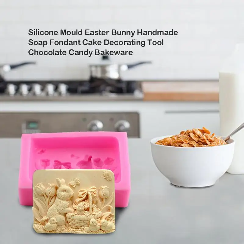 Пасха 3D кроликов Торт Животных Форма Силиконовая Fondant Mold Кухня печенья мыло с