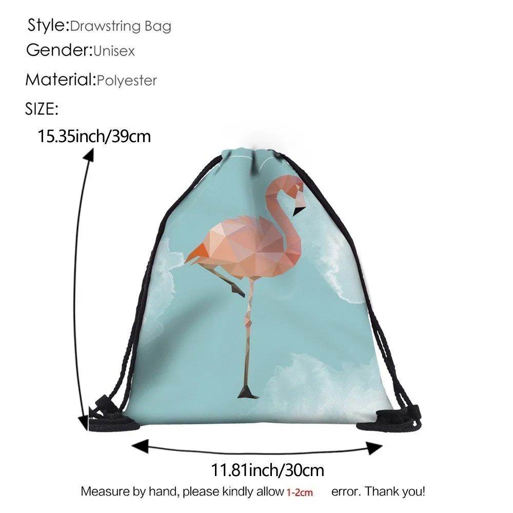 Deanfun печать Фламинго белые облака Школа Mochila Feminina прочный шнурок Сумка Рюкзаки