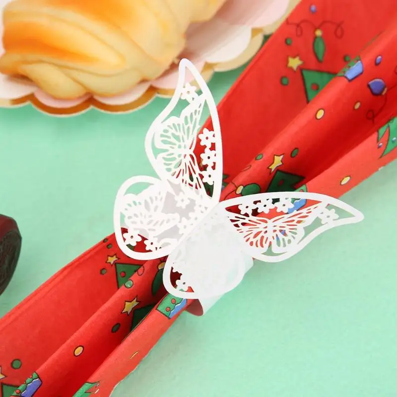 20 шт./компл. стиль бабочки лазерная резка бумажные кольца для салфеток