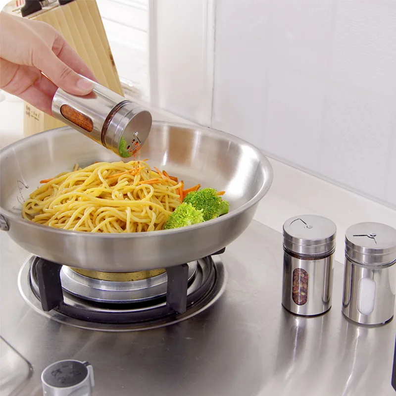 

Wowshine Stainless Steel Galss Seasoning Cans Spice Pepper Salt Cans Container Toothpick Holder 4pcs
