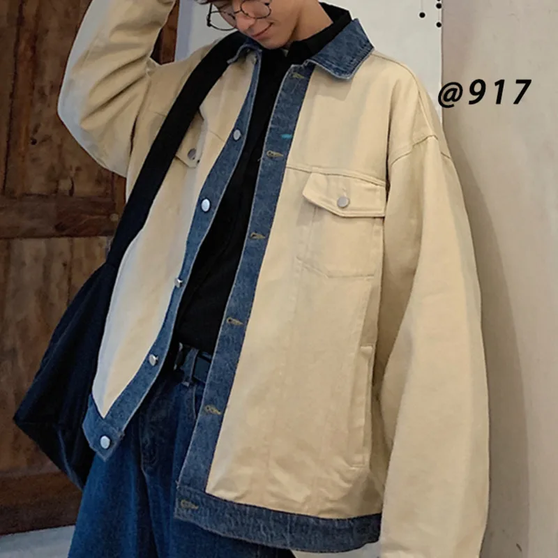 Новая Осенняя мужская куртка Модная Джинсовая стеганая бомбер Мужская Уличная