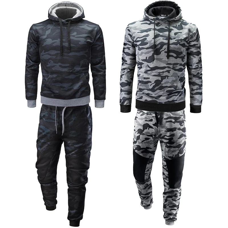 Uniqstore Camouflage Jackets Set Men Camo Printed Sportwear Male Tracksuit Top Pants Suits Hoodie Coat Trousers Autumn Winter | Мужская