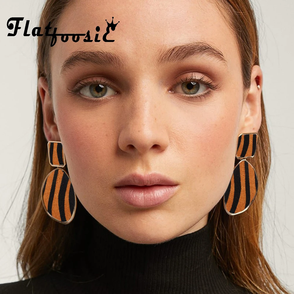 Женские леопардовые серьги Flatfoosie геометрические модные квадратные панковские