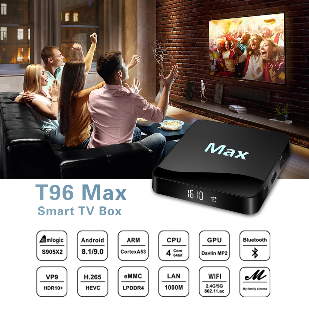 T96 Max Android 8 1 ТВ приставка S905X2 четырехъядерный 2G/4G 16G/32G телеприставка Wifi Bluetooth 4 1000M LAN