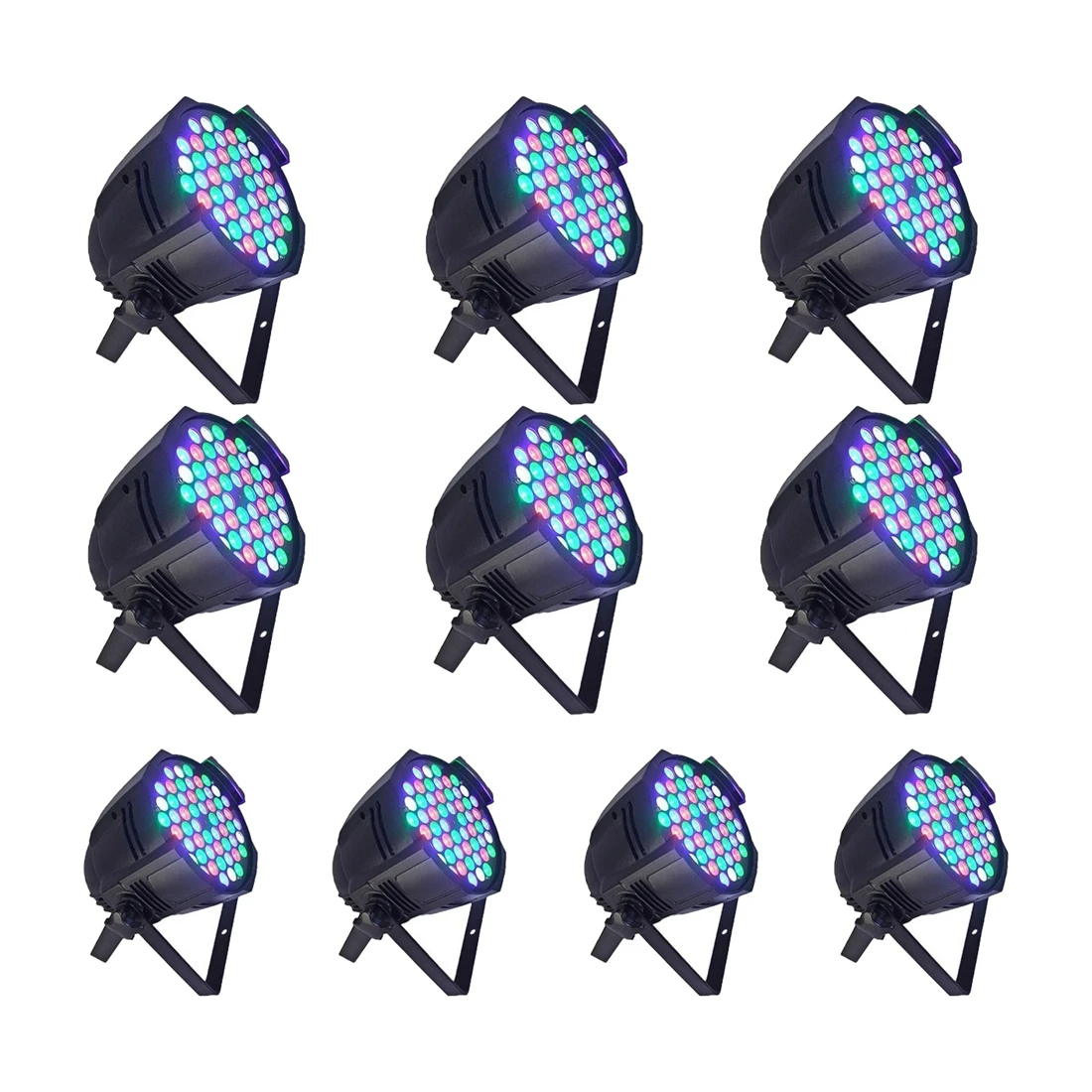 10 шт. 54x3 W светодиодный параболический алюминизированный отражатель RGBW PAR64 DMX512